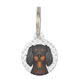Médaillon Pour Animaux Tête de Cavalier King Charles Spaniel noir et feu