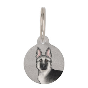 Médaillon Pour Animaux Tête de chien allemand Silver Sable mignon