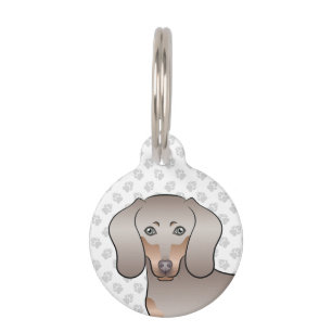 Médaillon Pour Animaux Tête de chien Dachshund à poil lisse Isabella et T