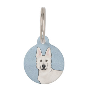 Médaillon Pour Animaux Tête de chien de berger blanc suisse de dessin ani