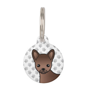 Médaillon Pour Animaux Tête de chien de dessin animé Chihuahua à poil lis