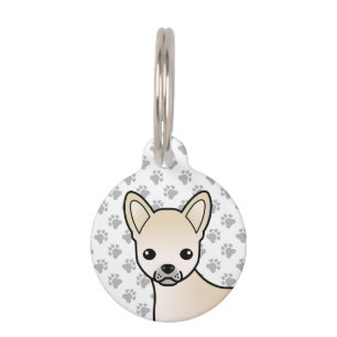 Médaillon Pour Animaux Tête de chien de dessin animé Chihuahua à poil lis