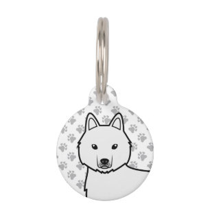 Médaillon Pour Animaux Tête de chien de dessin animé Husky sibérien blanc
