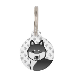 Médaillon Pour Animaux Tête de chien de dessin animé Husky sibérien noir 