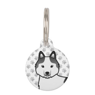 Médaillon Pour Animaux Tête de chien de dessin animé Husky sibérien pie n