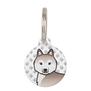 Médaillon Pour Animaux Tête de chien de dessin animé Husky sibérien rouge
