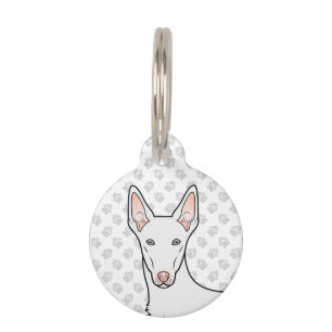 Médaillon Pour Animaux Tête de chien de dessin animé Lévrier ibicène blan