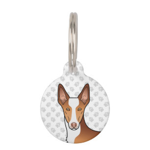 Médaillon Pour Animaux Tête de chien Ibizan Hound à poil lisse rouge et b