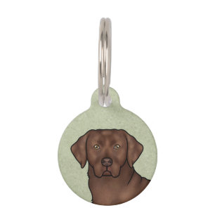 Médaillon Pour Animaux Tête de Chien Labrador Retriever au Chocolat Vert