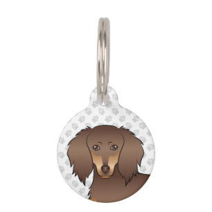 Médaillon Pour Animaux Tête de chien mignonne teckel à poil long chocolat