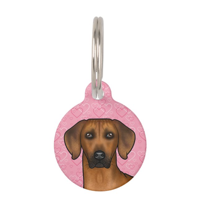 Médaillon Pour Animaux Tête De Chien Rhodesian Ridgeback Sur Coeurs D'Amo (Devant)