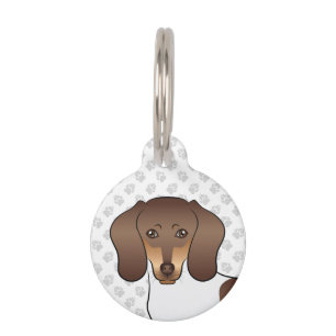 Médaillon Pour Animaux Tête de Dachshund à poil court chocolat et tan pie