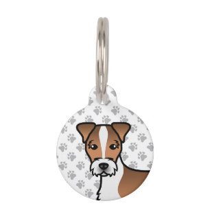 Médaillon Pour Animaux Tête de Jack Russell Terrier à poil dur blanc et f
