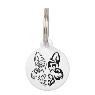 Médaillon Pour Animaux Tête de loup noir et blanc gras