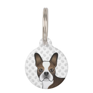 Médaillon Pour Animaux Tête et pattes de chien de dessin animé Boston Ter