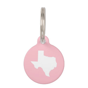 Médaillon Pour Animaux Texas rose et blanc