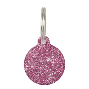 Médaillon Pour Animaux Texture de faux paillettes roses et informations s