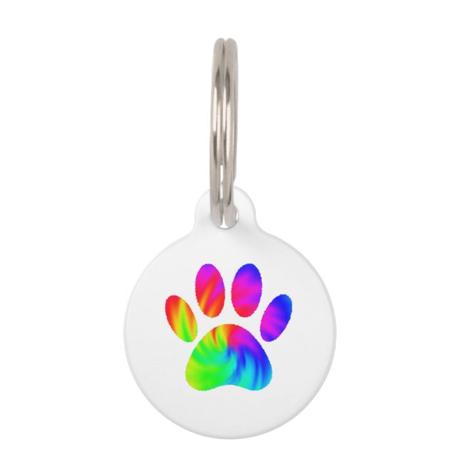 Médaillon Pour Animaux Tie Dye Chien Empreinte de patte Graphic (Devant)