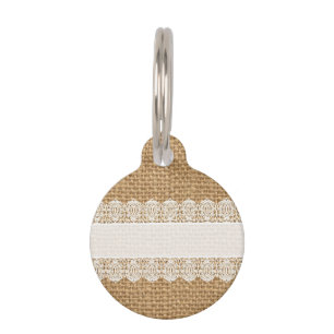 Médaillon Pour Animaux Toile de jute avec la dentelle sensible - style