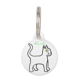 Médaillon Pour Animaux Tonnerre-Cove de chat à oeil vert minimaliste