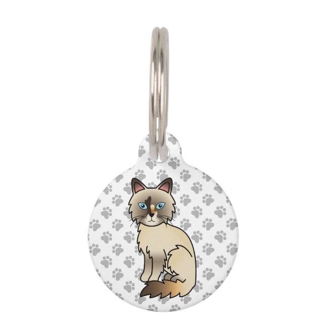 Médaillon Pour Animaux Tortoiseshell Birman / Ragdoll Cat & Pet's Info (Devant)