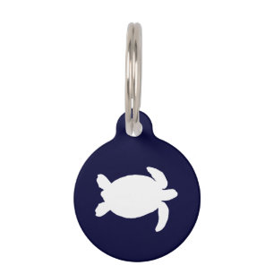 Médaillon Pour Animaux Tortue de mer bleue et blanche