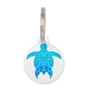 Médaillon Pour Animaux Tortue tribale bleue