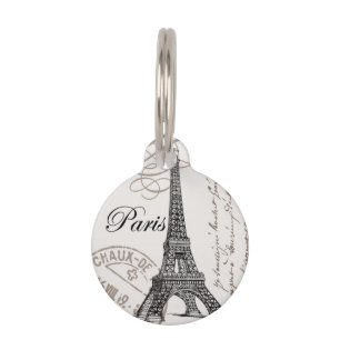 Médaillon Pour Animaux Tour Eiffel vintage moderne