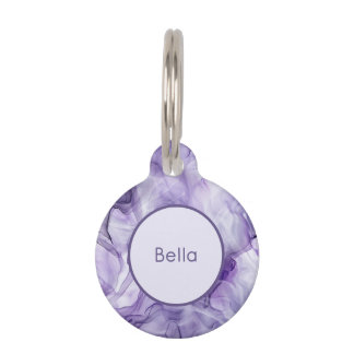 Médaillon Pour Animaux Tourbillons de marbre à l'encre alcoolique violett