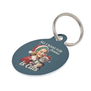 Médaillon Pour Animaux Tout ce que je veux pour Noël c'est des Chats Amou