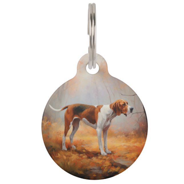 Médaillon Pour Animaux Treeing Walker Coonhound dans les feuilles d'autom (Devant)