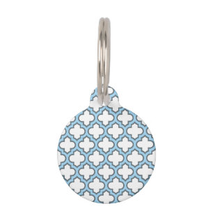Médaillon Pour Animaux Trellis bleu blanc et bébé, treillis, Quatrefoil