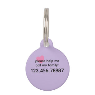 Médaillon Pour Animaux Trend Couleur Soft Violet Aide Étiquette d'identif