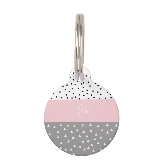 Médaillon Pour Animaux Triangles et points géométriques élégants dans le (Devant)