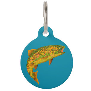 Médaillon Pour Animaux Truite arc-en-ciel feuille Aspen 2