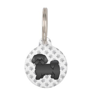 Médaillon Pour Animaux Tzu noir Shih mignon chien de dessin animé et info
