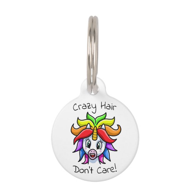 Médaillon Pour Animaux Unicorn Crazy Hair s'en fiche (Devant)