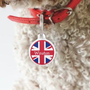 Médaillon Pour Animaux Union Jack British Flag Nom de l'ID britannique