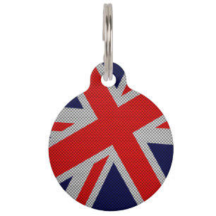 Médaillon Pour Animaux Union Jack sur des couleurs de style de fibre de
