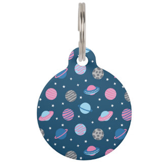 Médaillon Pour Animaux Universe et Planets Pattern