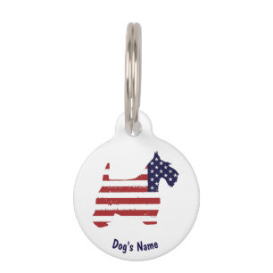 Médaillon Pour Animaux USA Scottie Personnaliser
