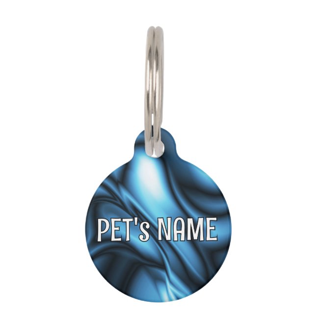 Médaillon Pour Animaux Vague de soie bleue (Devant)