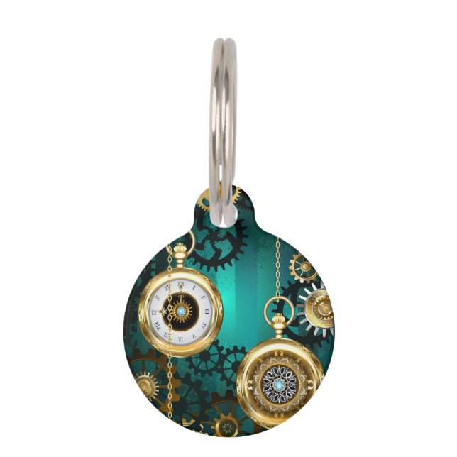 Médaillon Pour Animaux Veille bijoux Steampunk sur un Arrière - plan vert (Devant)