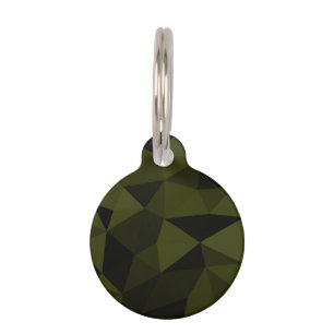 Médaillon Pour Animaux Vert foncé de l'armée noir motif de maille géométr