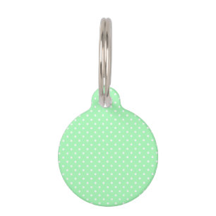 Médaillon Pour Animaux Vert menthe et pois blanc