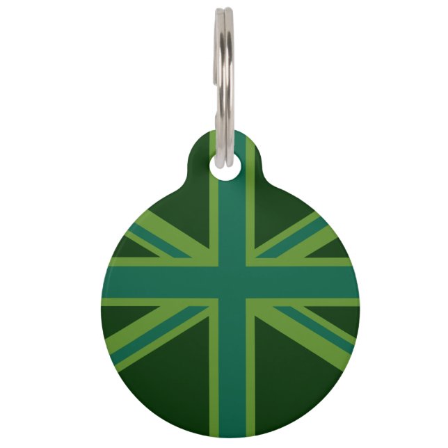 Médaillon Pour Animaux Vibrant Union Jack Turquoise (Devant)