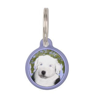 Médaillon Pour Animaux Vieux anglais Sheepdog Puppy Peinture - Chien Art