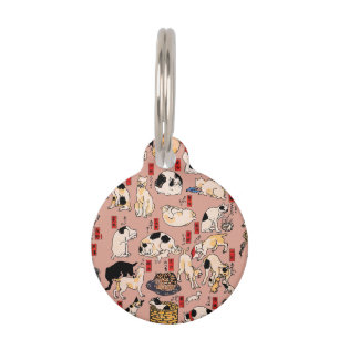 Médaillon Pour Animaux Vintage japonais motif de chat Ukiyo-e : Kuniyoshi