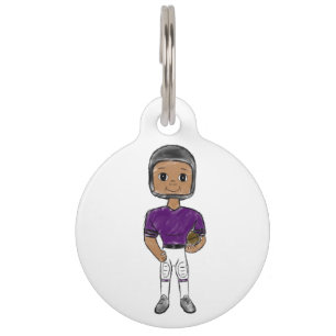 Médaillon Pour Animaux vintage retro football player purple black simple