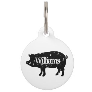 Médaillon Pour Animaux Vintage silhouette de porc étiquette animale perso